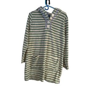 Boden Women's Green Striped Hoodie Swim Cover Size 10 Hooded Casual Style